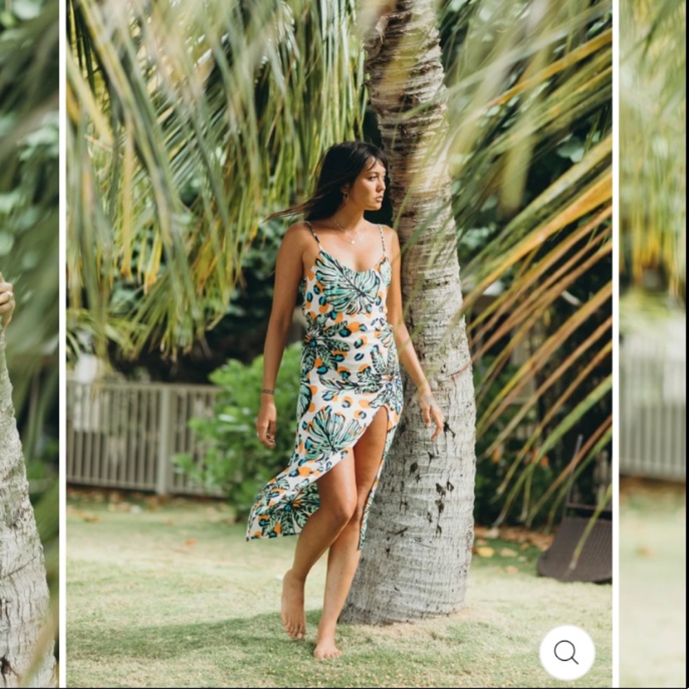 NWT XIX Palms Havana Slit Midi Dress